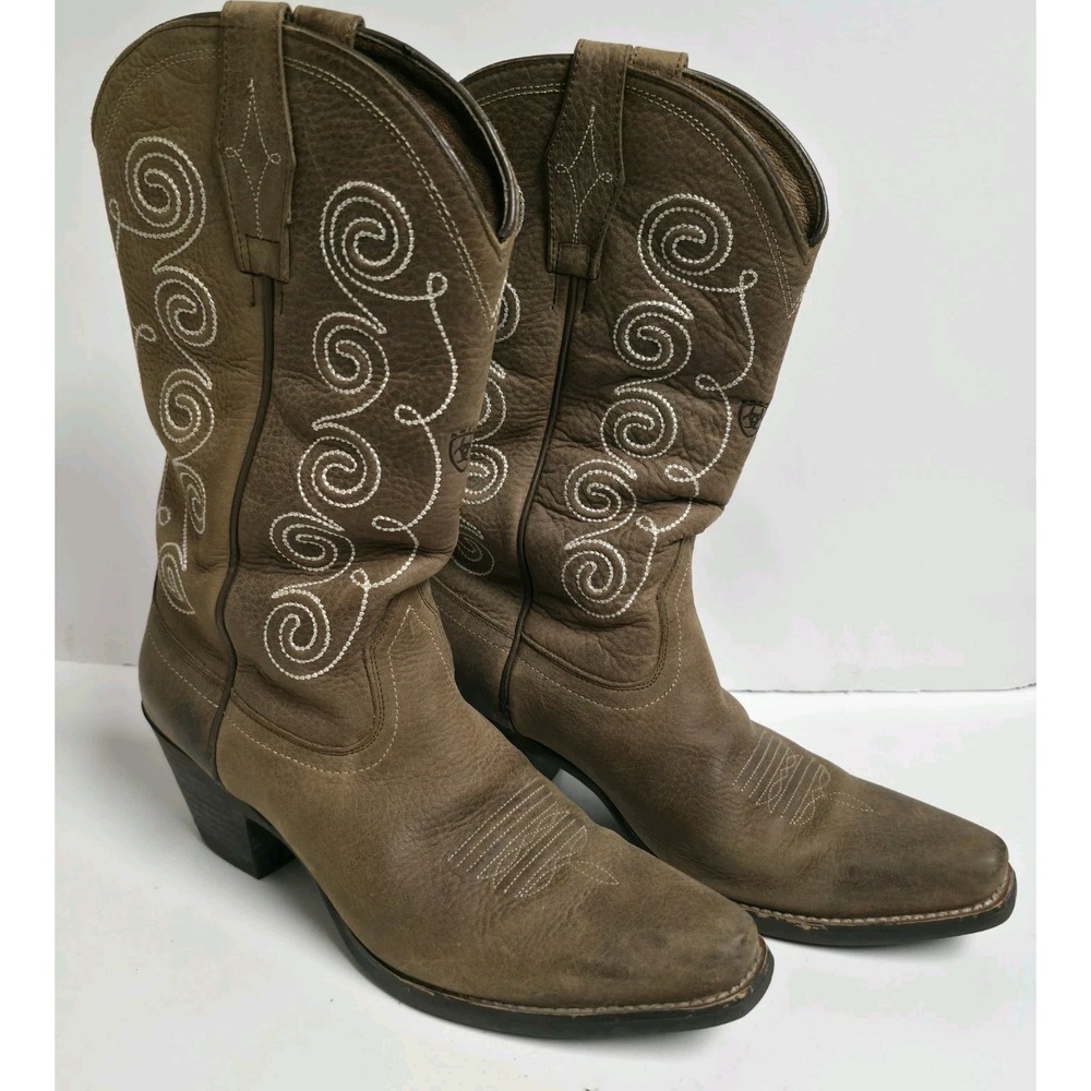 Ariat Women's Round Up Brown Suede Leather Cowboy Western Boots Size 9B